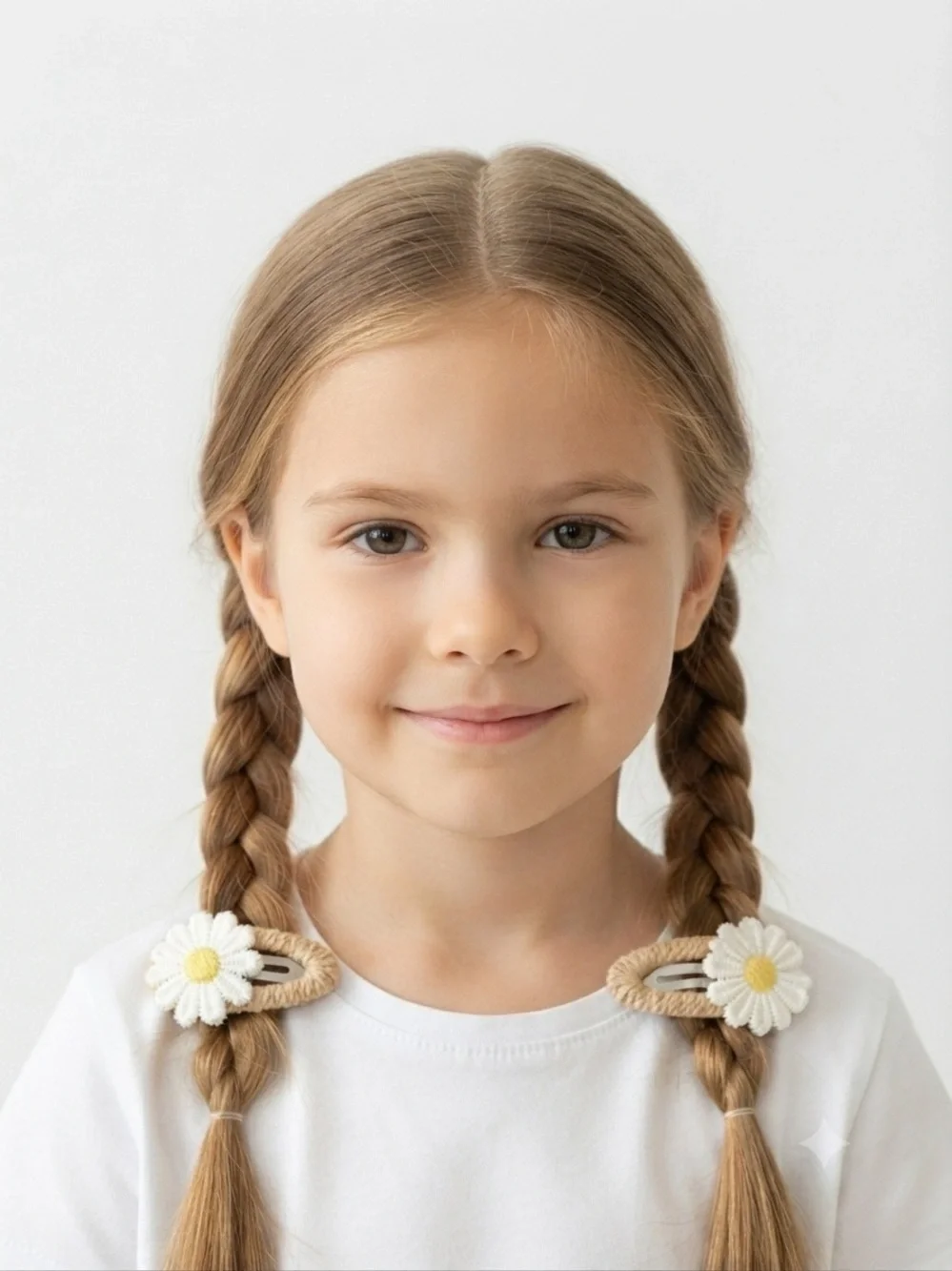 Handmade Daisy Hair Clips Set of 2 White Yellow Floral Barrettes